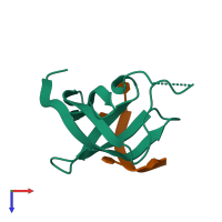 PDB entry 5ytv coloured by chain, top view.