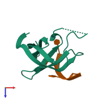 PDB entry 5ytx coloured by chain, top view.