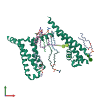 PDB entry 5yua coloured by chain, front view.