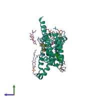 PDB entry 5yua coloured by chain, side view.