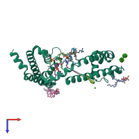 PDB entry 5yua coloured by chain, top view.