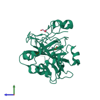 PDB entry 5yui coloured by chain, side view.