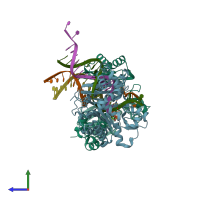 PDB entry 5yus coloured by chain, side view.