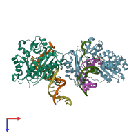 PDB entry 5yut coloured by chain, top view.