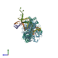 PDB entry 5yuv coloured by chain, side view.