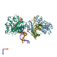 PDB entry 5yuv coloured by chain, top view.