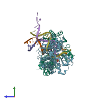 PDB entry 5yuz coloured by chain, side view.