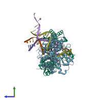 PDB entry 5yv2 coloured by chain, side view.