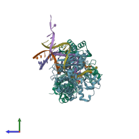 PDB entry 5yv3 coloured by chain, side view.