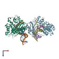 PDB entry 5yv3 coloured by chain, top view.