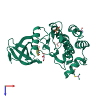 PDB entry 5yv8 coloured by chain, top view.