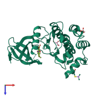 PDB entry 5yv9 coloured by chain, top view.