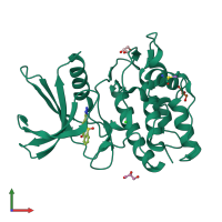 PDB entry 5yva coloured by chain, front view.