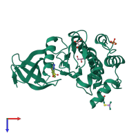 PDB entry 5yva coloured by chain, top view.