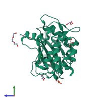 PDB entry 5yvb coloured by chain, side view.