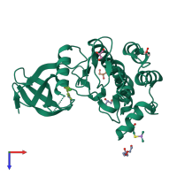 PDB entry 5yvb coloured by chain, top view.