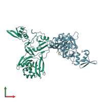 PDB entry 5yvd coloured by chain, front view.