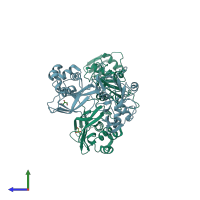 PDB entry 5yvd coloured by chain, side view.