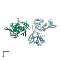 PDB entry 5yvd coloured by chain, top view.