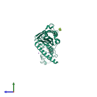 PDB entry 5yve coloured by chain, side view.