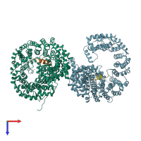PDB entry 5yvg coloured by chain, top view.
