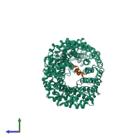 Hetero dimeric assembly 1 of PDB entry 5yvh coloured by chemically distinct molecules, side view.