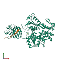 PDB entry 5yvj coloured by chain, front view.