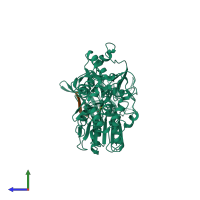 PDB entry 5yvj coloured by chain, side view.