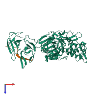 PDB entry 5yvj coloured by chain, top view.