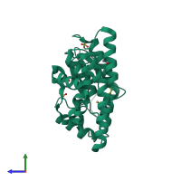 PDB entry 5yvn coloured by chain, side view.