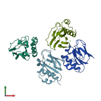 PDB entry 5yw3 coloured by chain, front view.