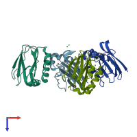 PDB entry 5yw3 coloured by chain, top view.