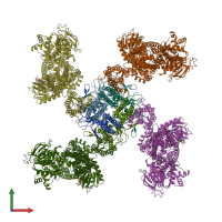 PDB entry 5yw9 coloured by chain, front view.