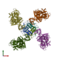PDB entry 5ywc coloured by chain, front view.