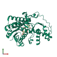 PDB entry 5ywn coloured by chain, front view.