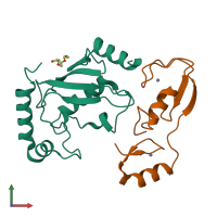 PDB entry 5ywr coloured by chain, front view.