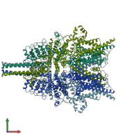 PDB entry 5yx9 coloured by chain, front view.