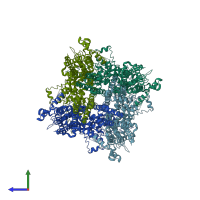 PDB entry 5yx9 coloured by chain, side view.