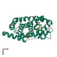 PDB entry 5yxb coloured by chain, top view.