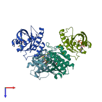 PDB entry 5yxh coloured by chain, top view.