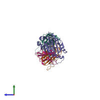 PDB entry 5yxn coloured by chain, side view.