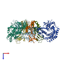 PDB entry 5yxy coloured by chain, top view.