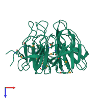 PDB entry 5yy8 coloured by chain, top view.