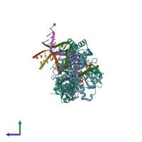 PDB entry 5yyd coloured by chain, side view.