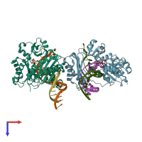 PDB entry 5yyd coloured by chain, top view.