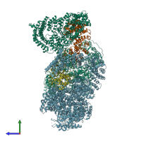 PDB entry 5yz0 coloured by chain, side view.