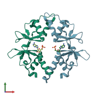 PDB entry 5yz2 coloured by chain, front view.