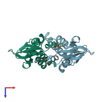 PDB entry 5yz2 coloured by chain, top view.