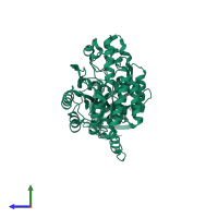 PDB entry 5yza coloured by chain, side view.