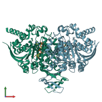 PDB entry 5yzh coloured by chain, front view.